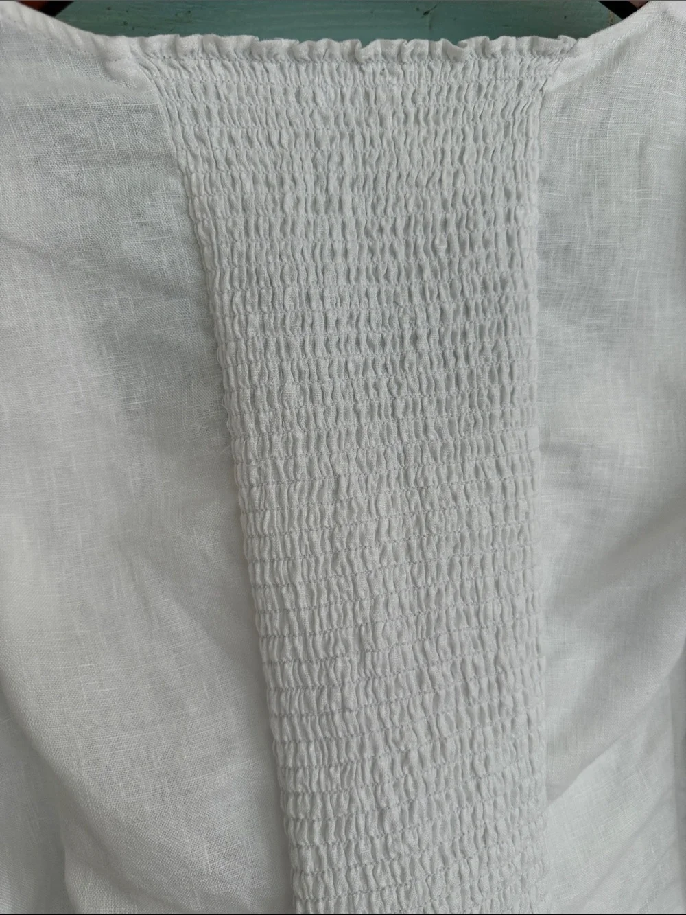 REFORMATION WHITE LINEN STILTON TOP SIZE 6 SQUARE NECK SMOCKED PUFF SLEEVE